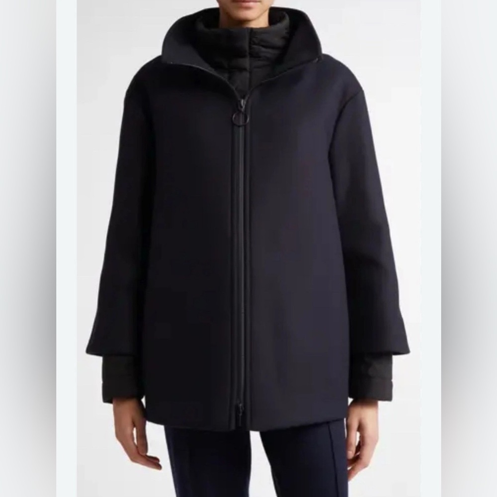 Akris Punto 2 In 1  Black Wool Car Coat Size US 4 $2490